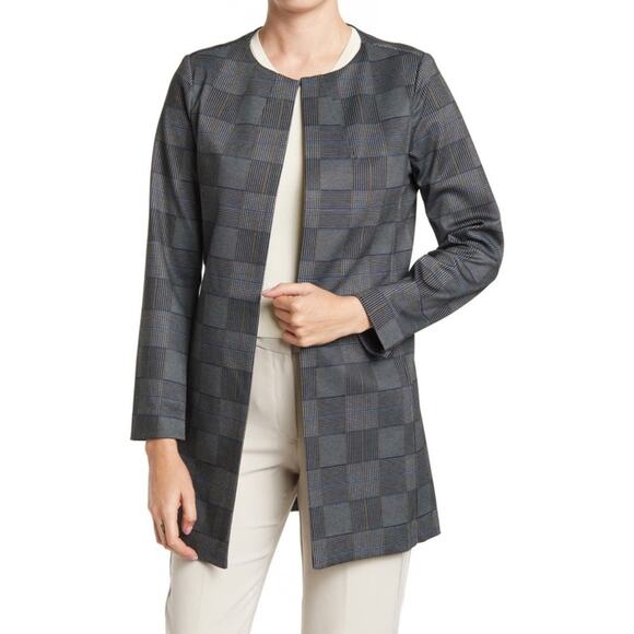 Amanda and Chelsea Multicolor Plaid Ponte Topper Jacket, Medium - Picture 1 of 9